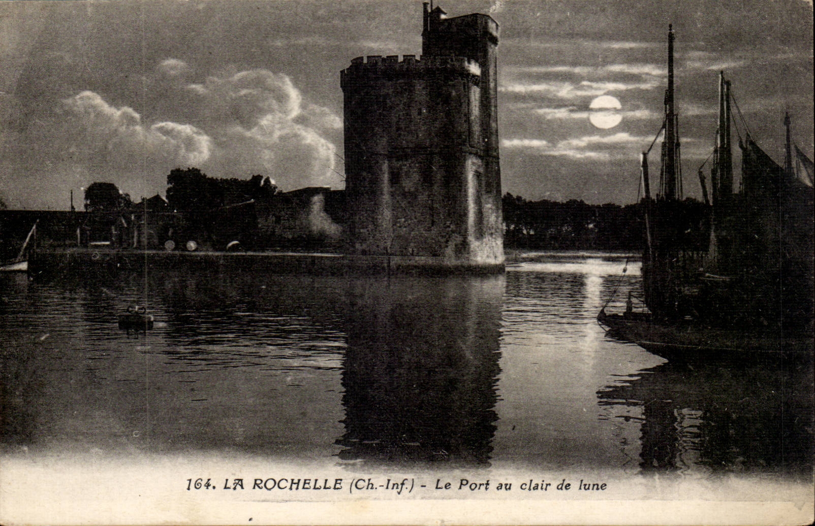 La Rochelle CPA der Hafen mit dem Mondschein