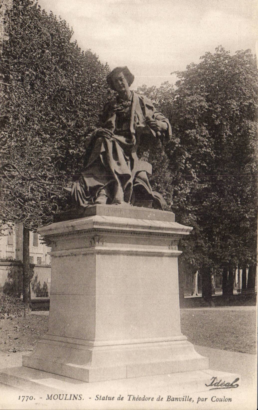 Moulins CPA Statue of Theodore de Banville by Coulon