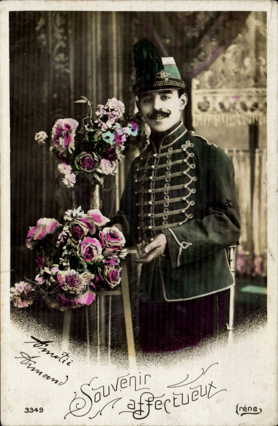 CPA Militaria liebevolle Andenken (Militaruniformsoldat)