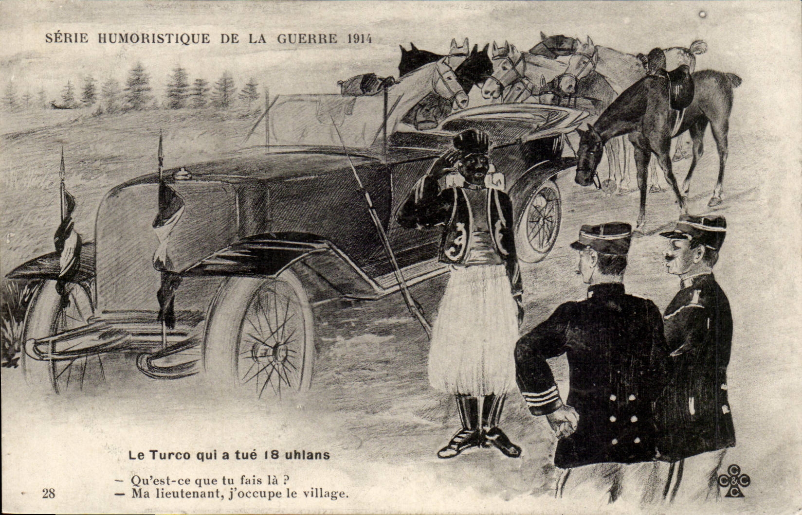 CPA Militaria the turco which concealed 18 uhlans Motor vehicle