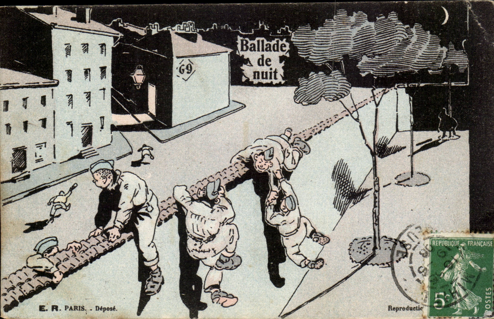 CPA Militaria Ballade of night