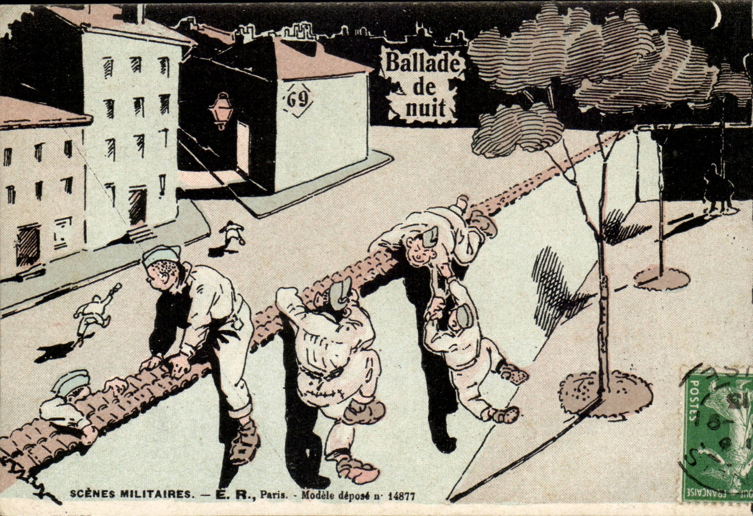 CPA Militaria Ballade of night
