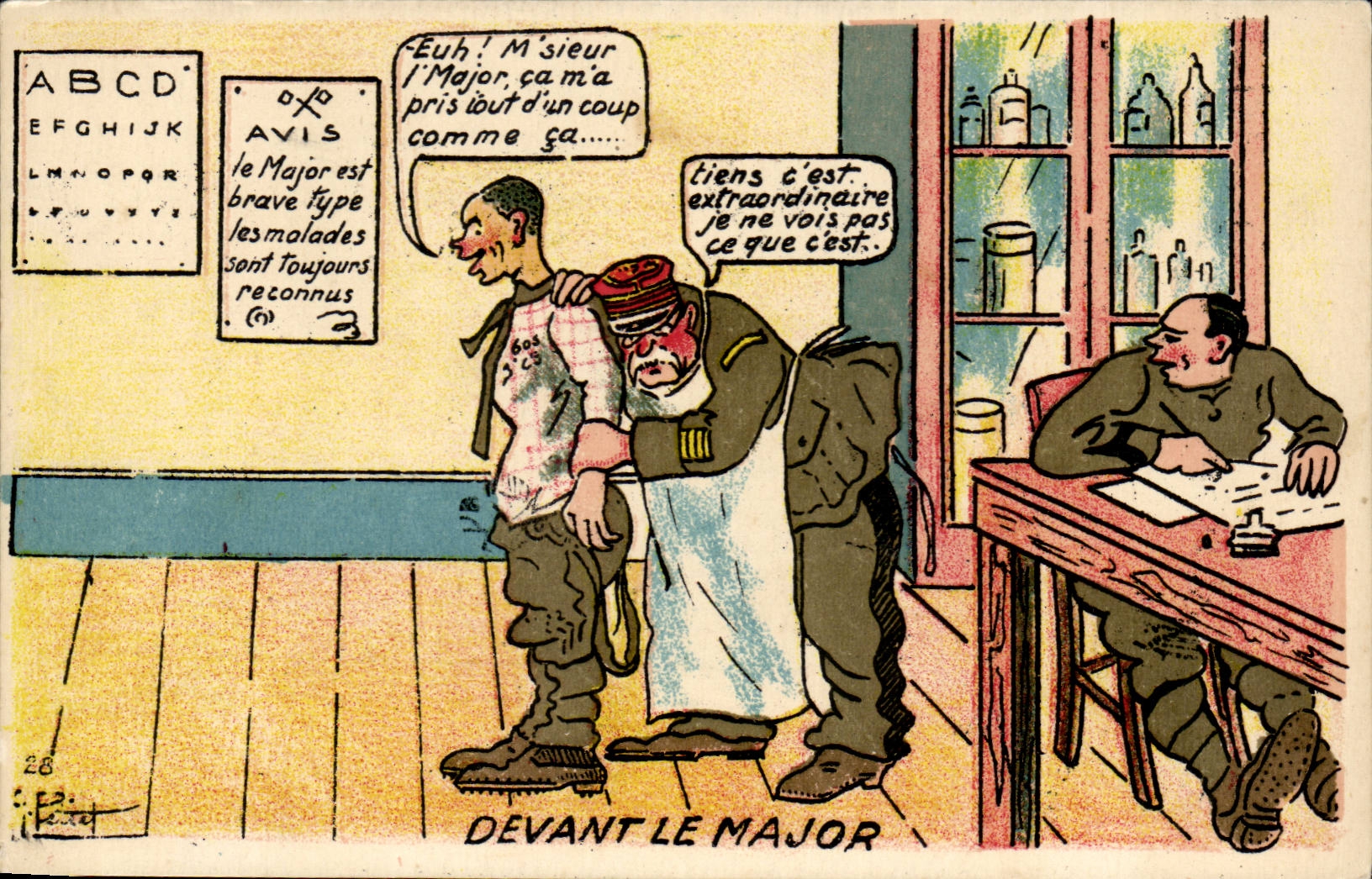 CPA Militaria In front of the major (doctor)