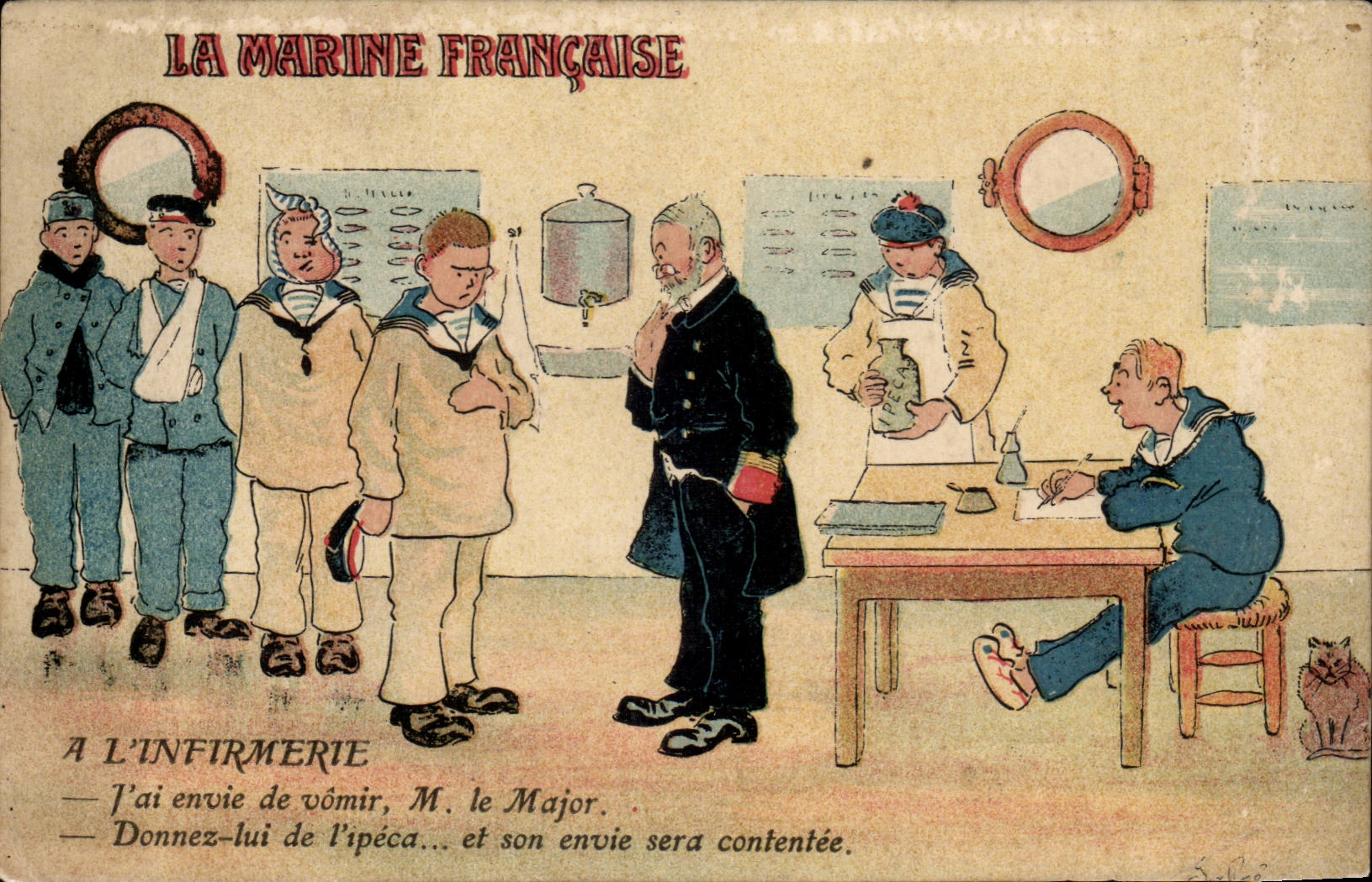 CPA Militaria French Navy With the infirmary