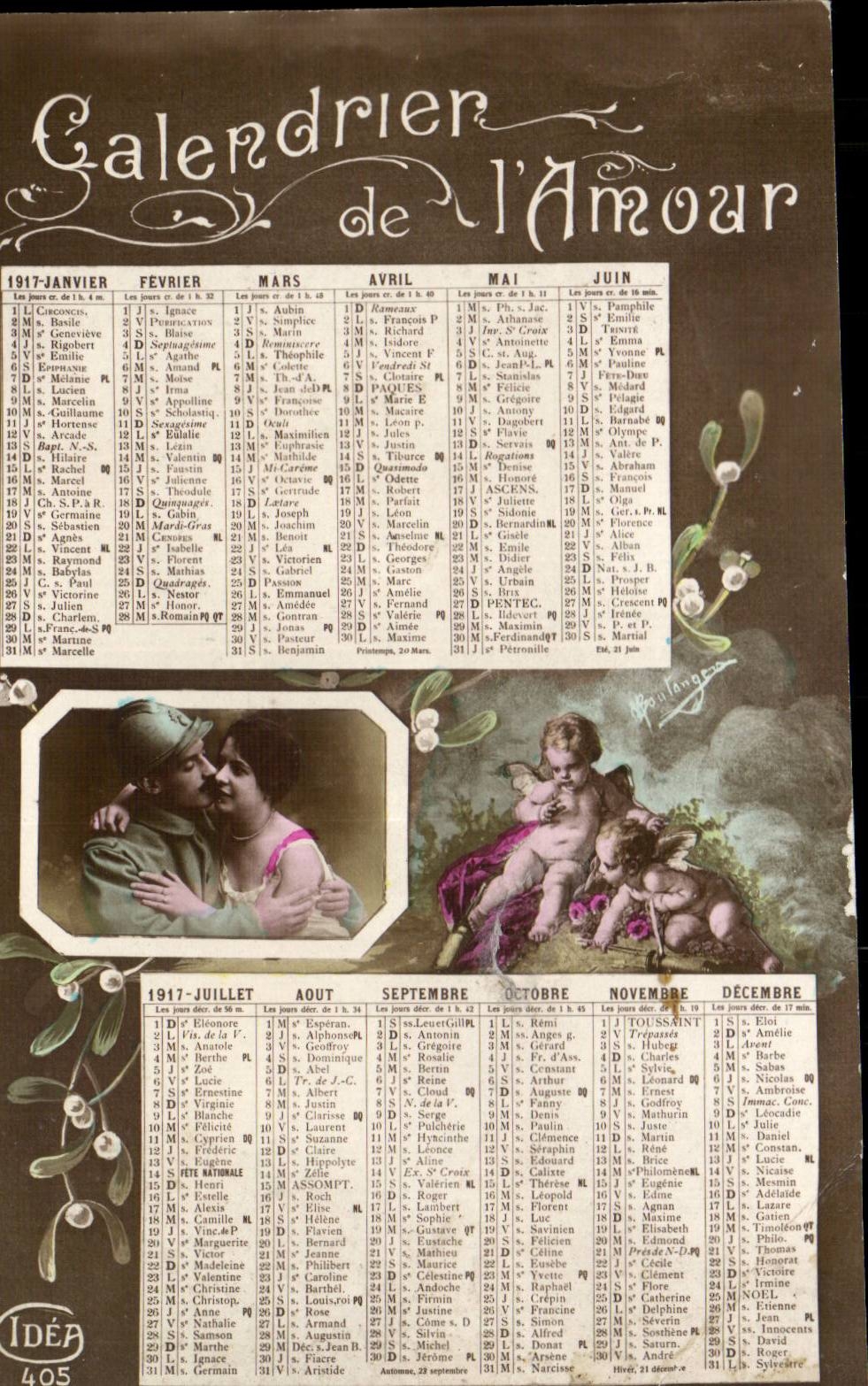 CPA Militaria Calendar of the love