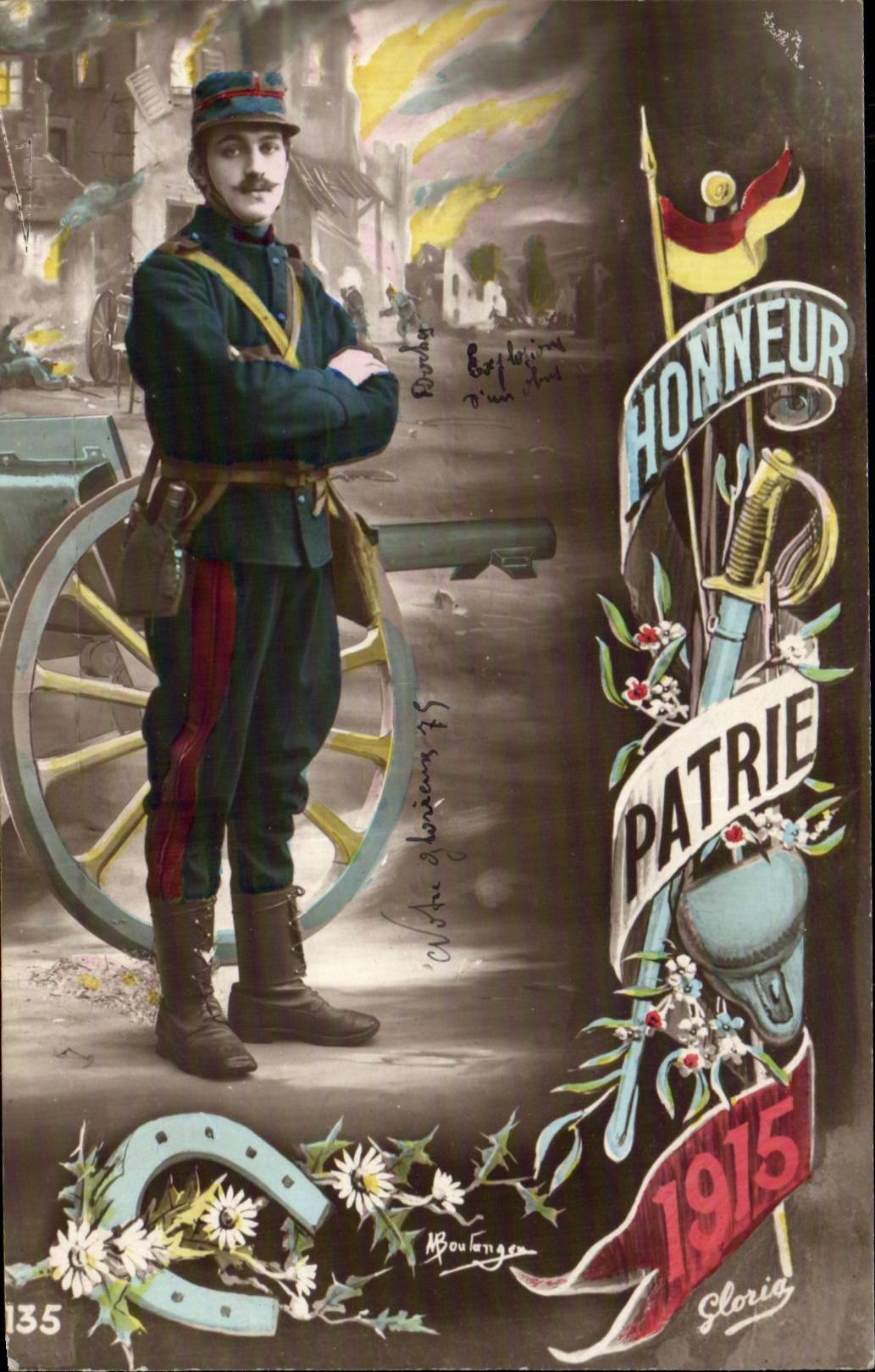 CPA Militaria Hairy Soldier Honor Fatherland 1915