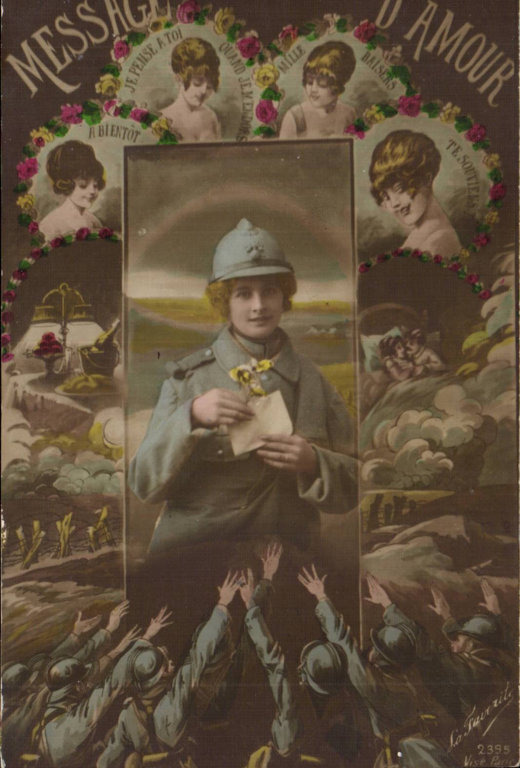 CPA Militaria Message of love (women)