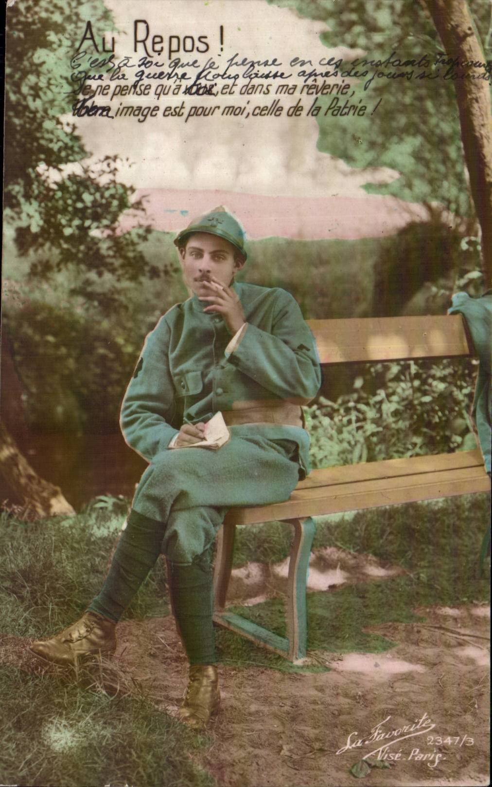 CPA Militaria Soldier at rest! (cigarette)