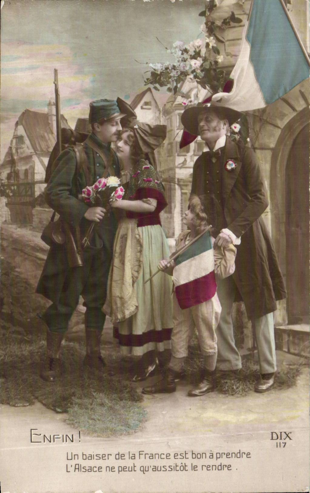 CPA Militaria Soldat a kiss is good has to take (Alsace Lorraine)