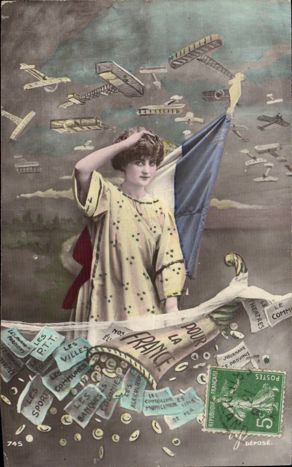 CPA Militaria Woman and planes