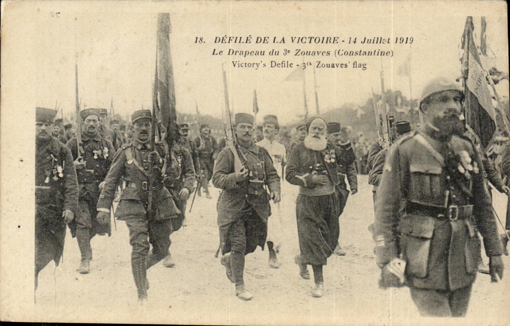 CPA Militaria Ravelled of the victory July 14th 1919 the flag of the 3rd zouaves (Constantine Algeria)