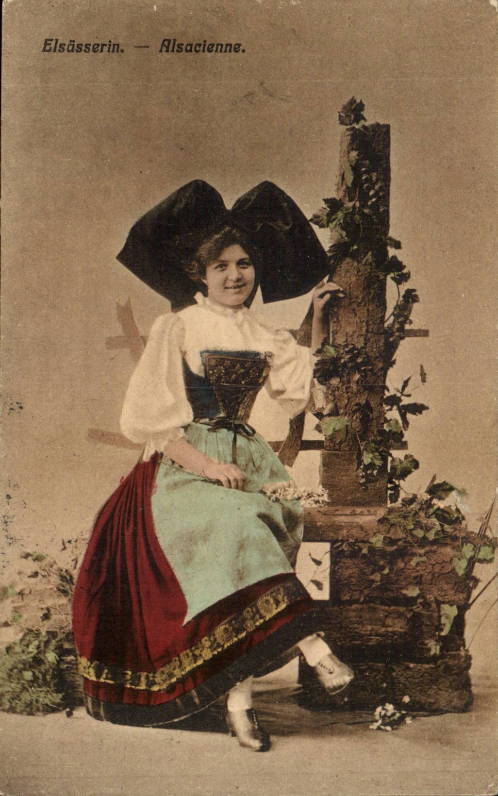 CPA Andenken von elsassischem Lothringen Elsass (Folklorekostum)