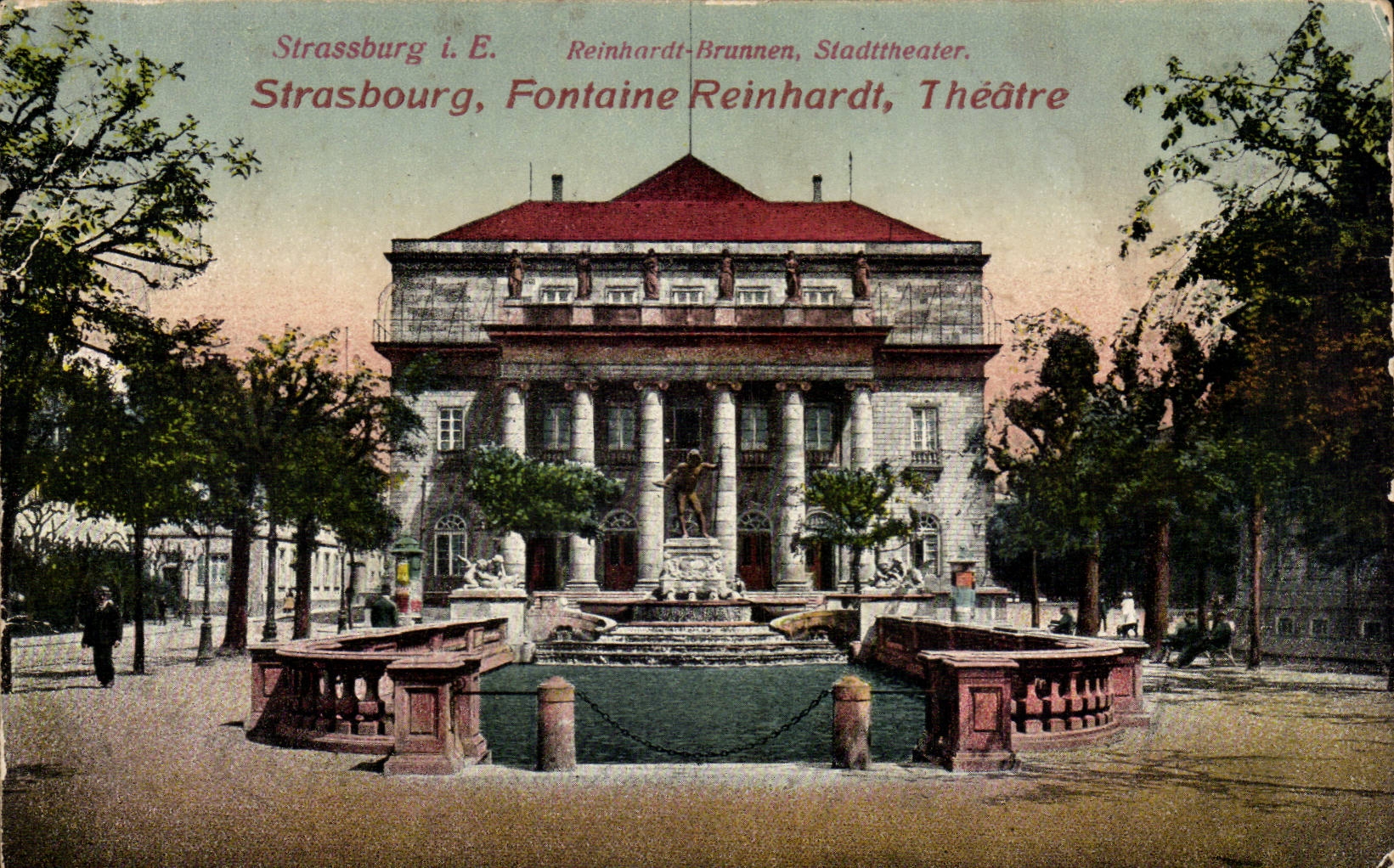 CPA Strasbourg Theater Reinhardt Fountain