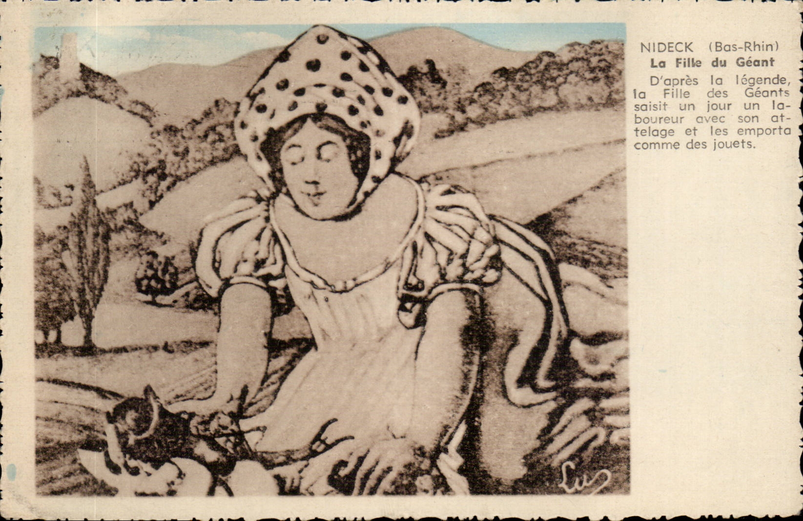 CPA Nideck the girl of the giant by Oberhalasch