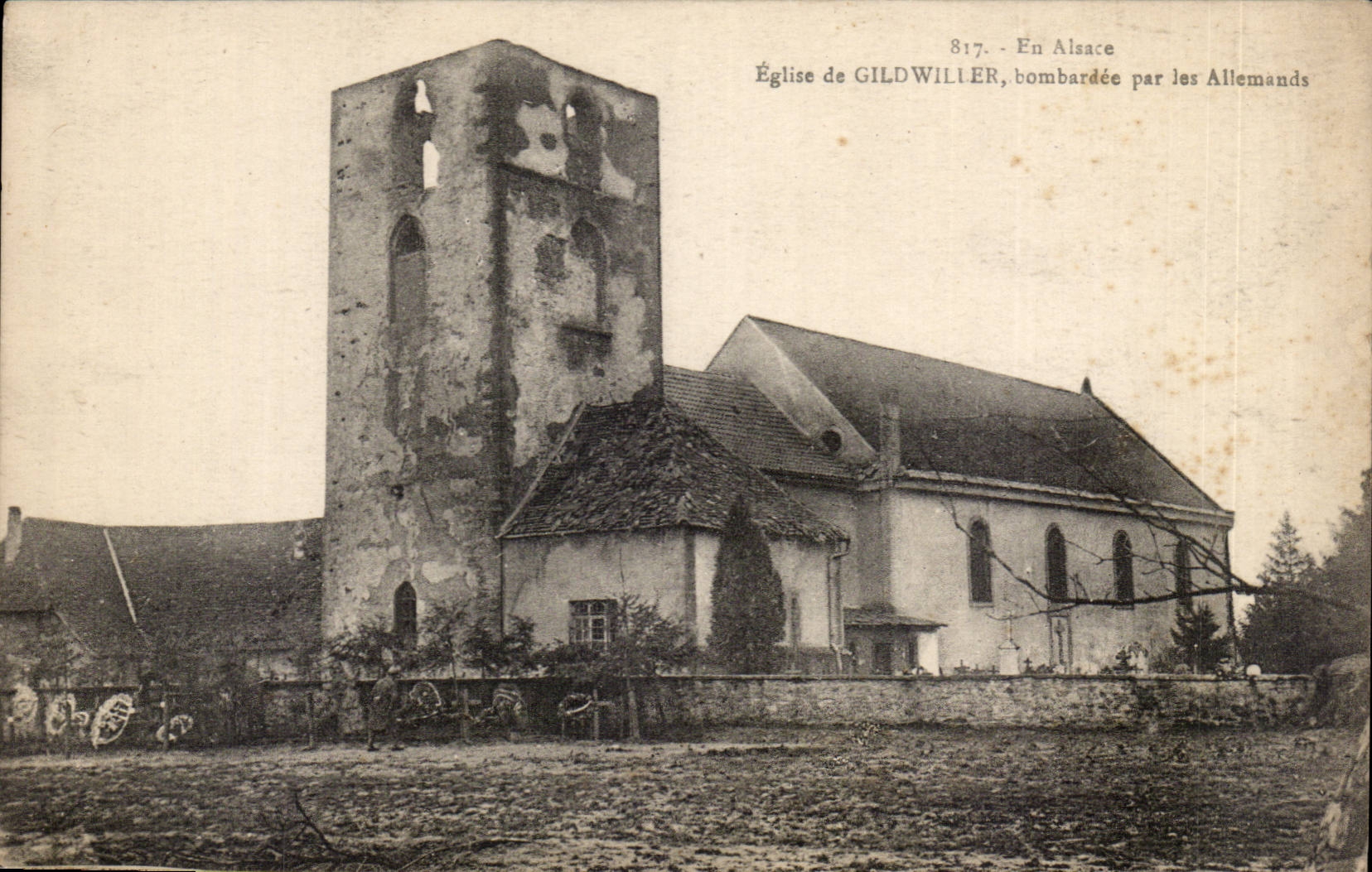Church of Gildwiller CPA Bombardee by German