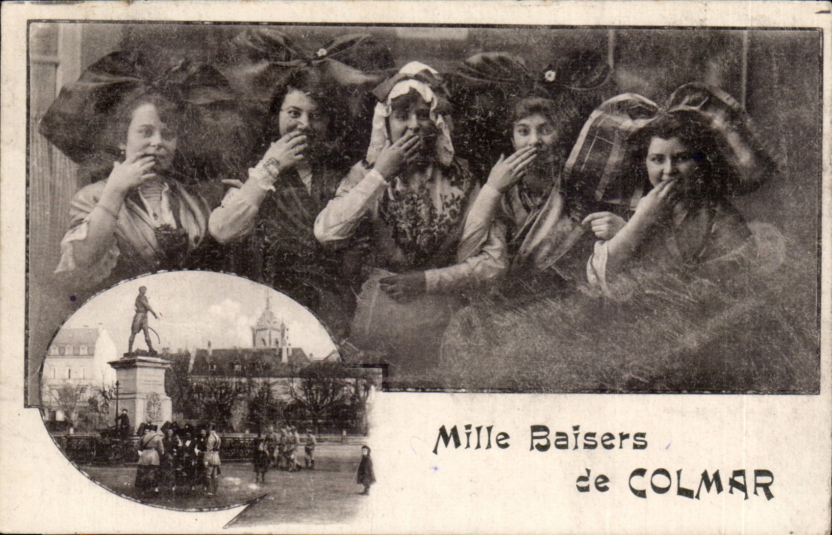 Colmar CPA Thousand kisses (folklore caps costume)