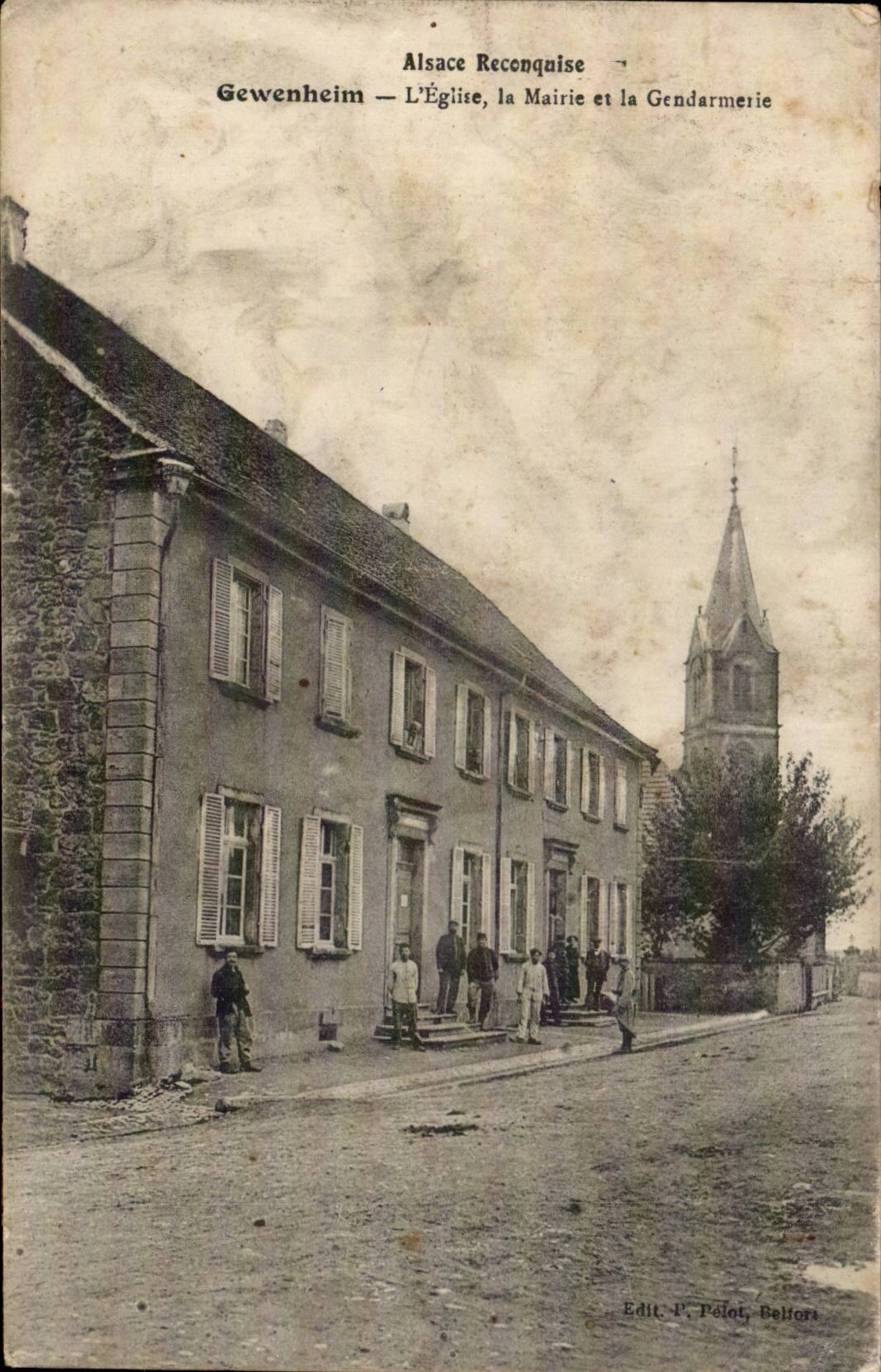 Gevenheim CPA the church the town hall and gendarmerie