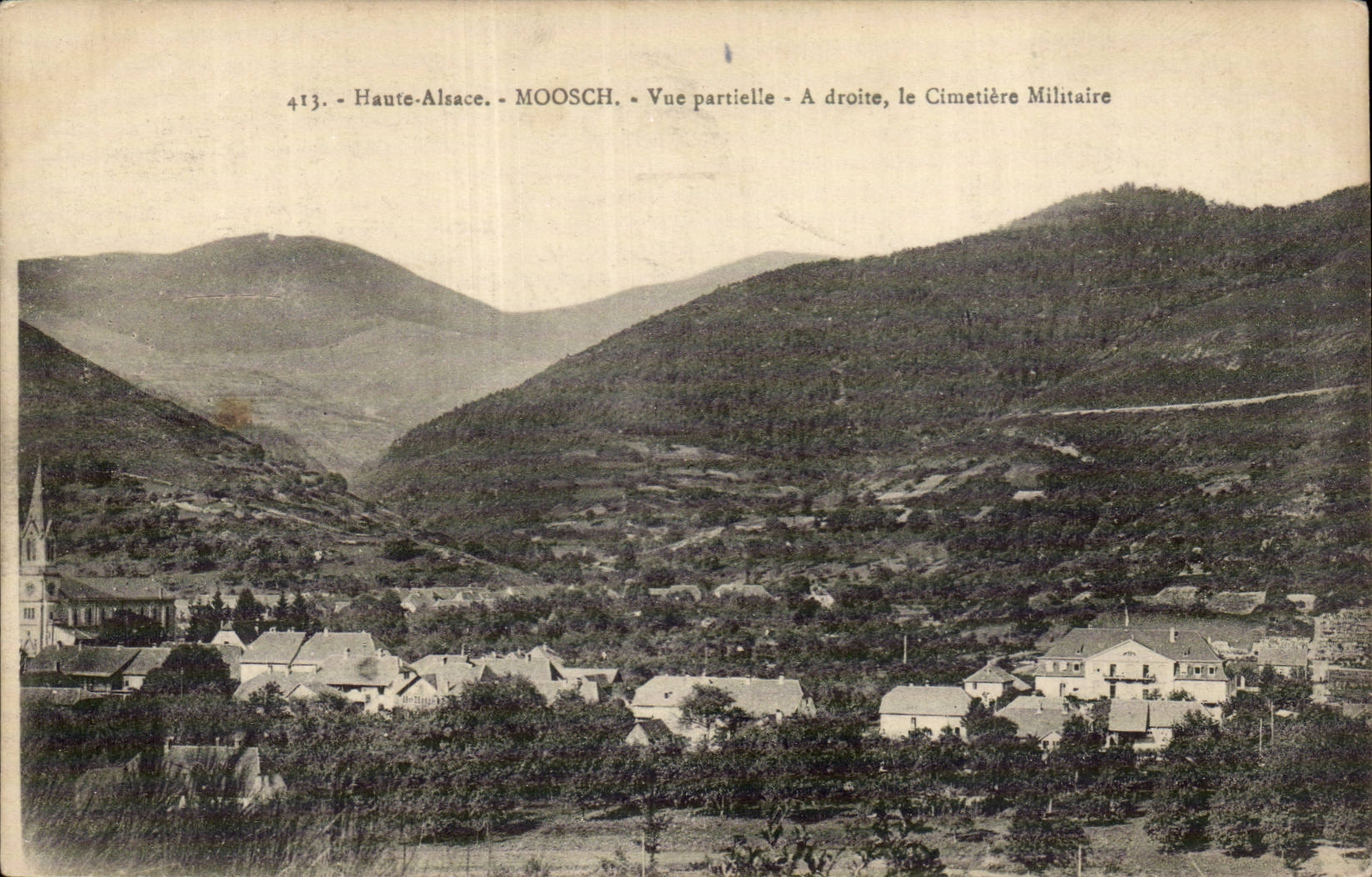 Moosch - partial Sight on the right the military cemetery - CPA