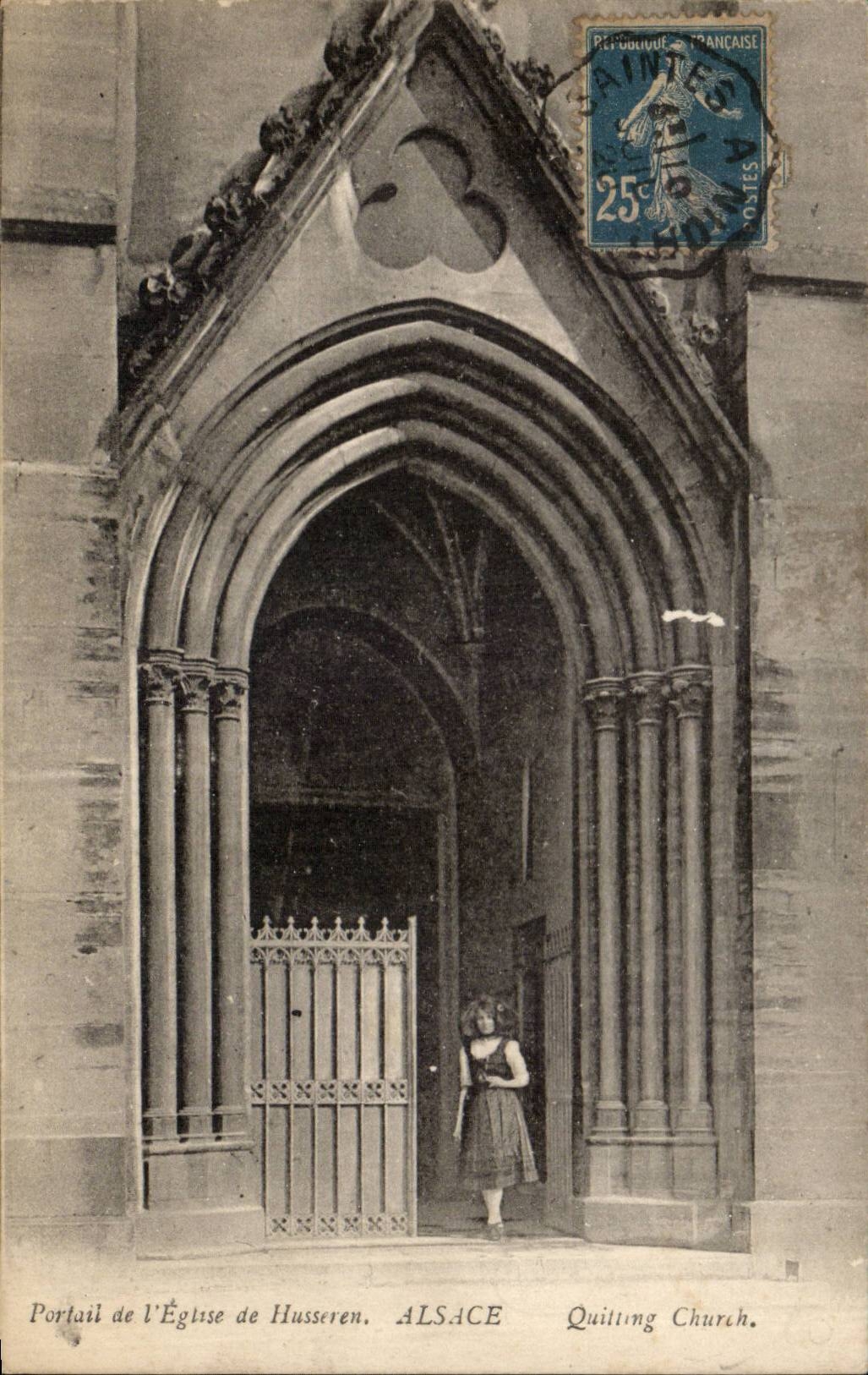 Gate of the Church of Husseren Alsace - Quitting Church CPA