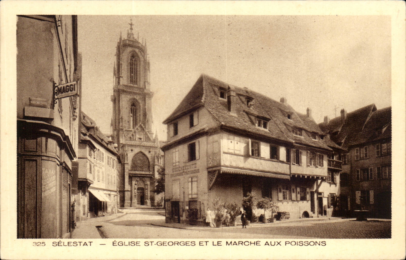 Selestat - Church St George and Market in Poisson CPA
