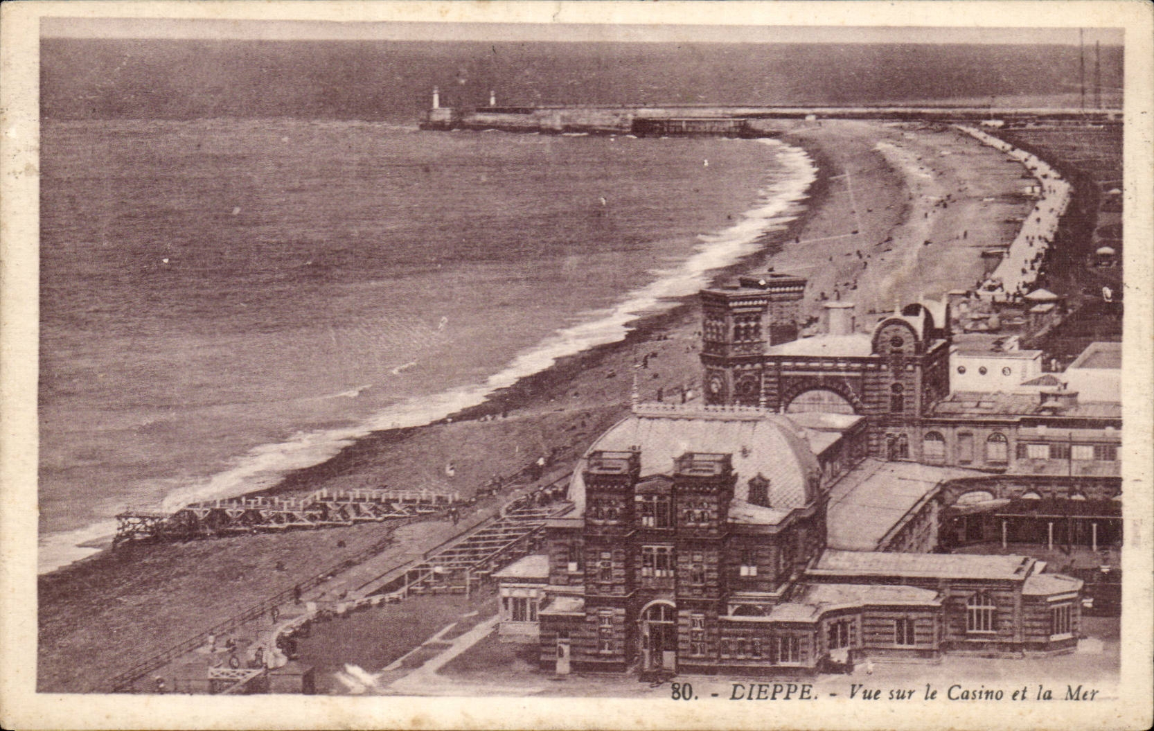 Dieppe - Sight on the Casino and Sea CPA