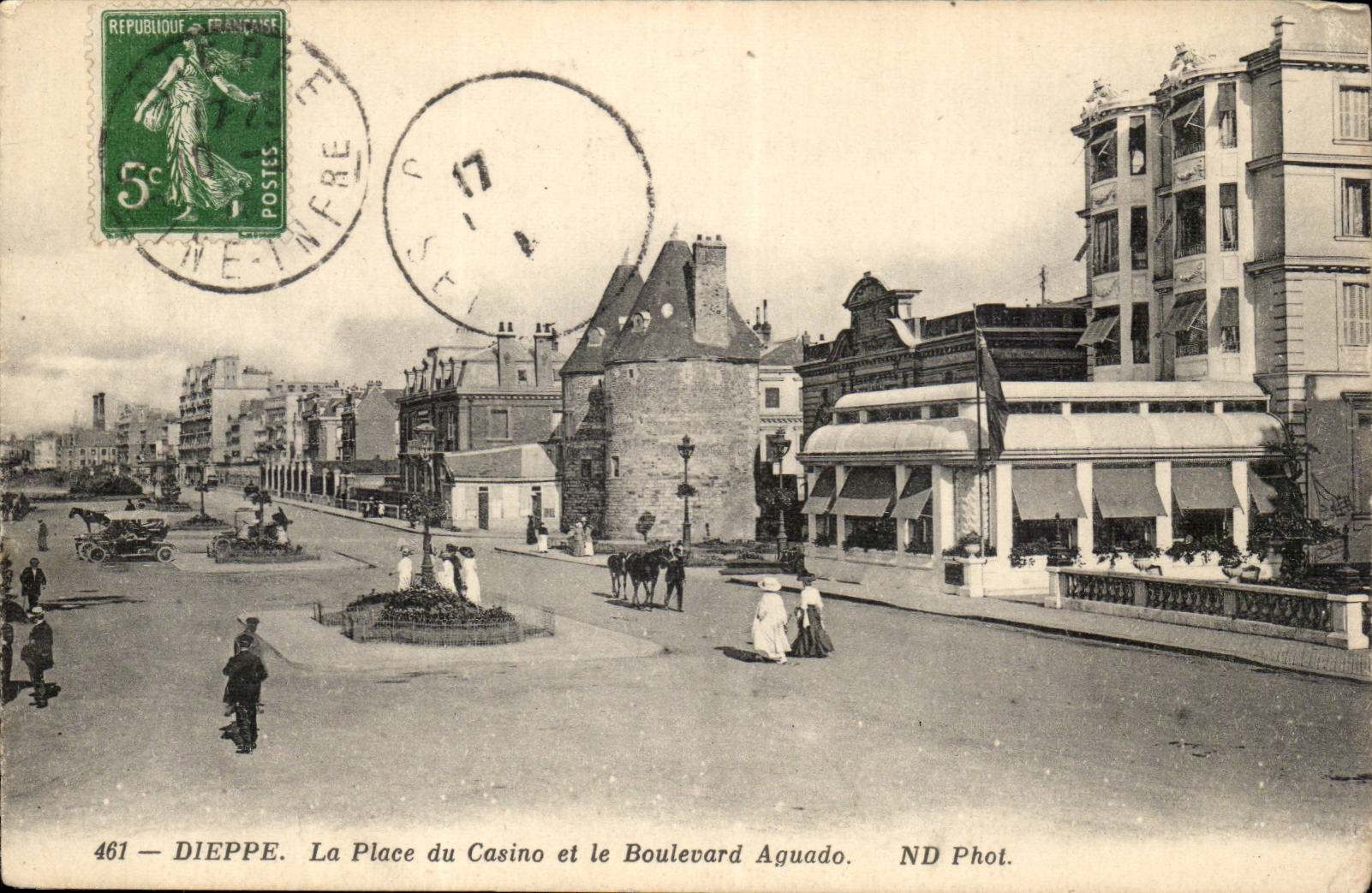 Dieppe - the Place of the Casino and the Aguando Boulevard - CPA
