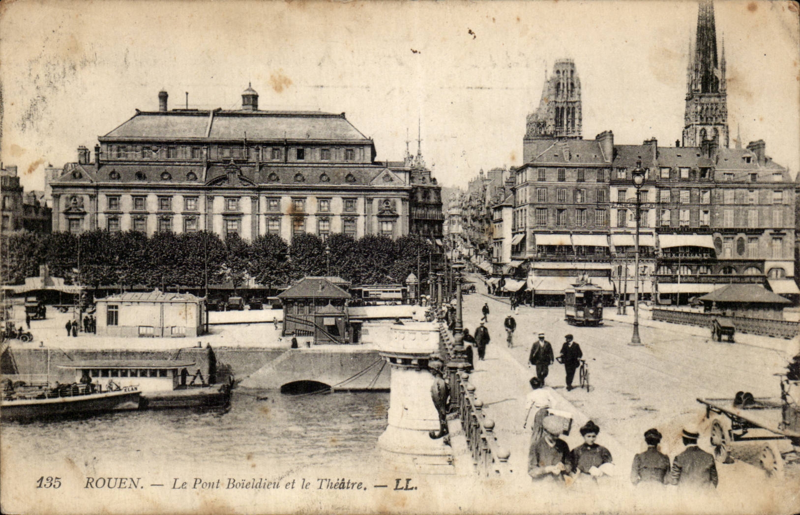 Rouen - the Boieldieu Bridge and the Theater - CPA