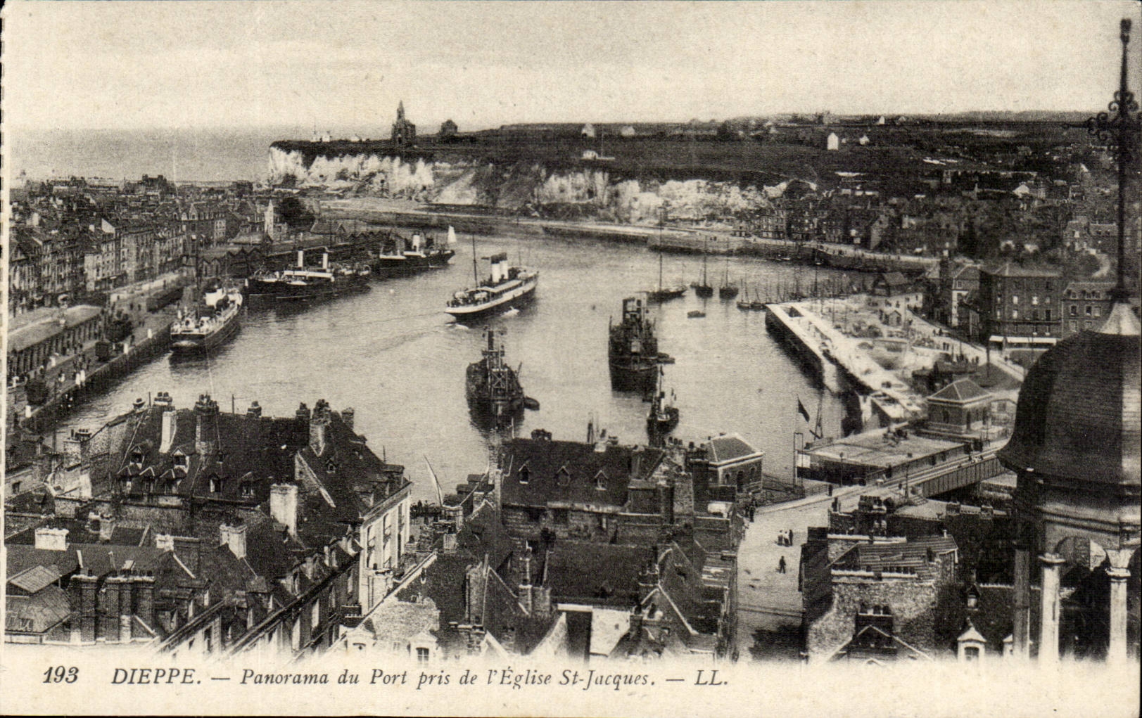 Dieppe - Panorama of the Port taken of the Church St Jacques - CPA