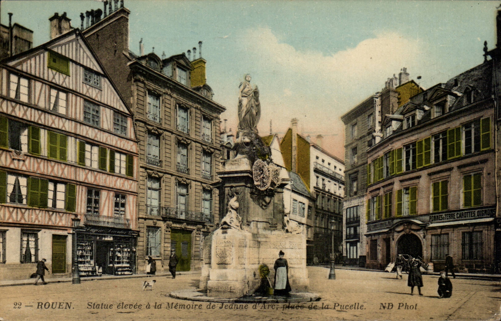 Rouen - Statue high with the Memory of Jeanne d' Arc - Joan off Ark CPA
