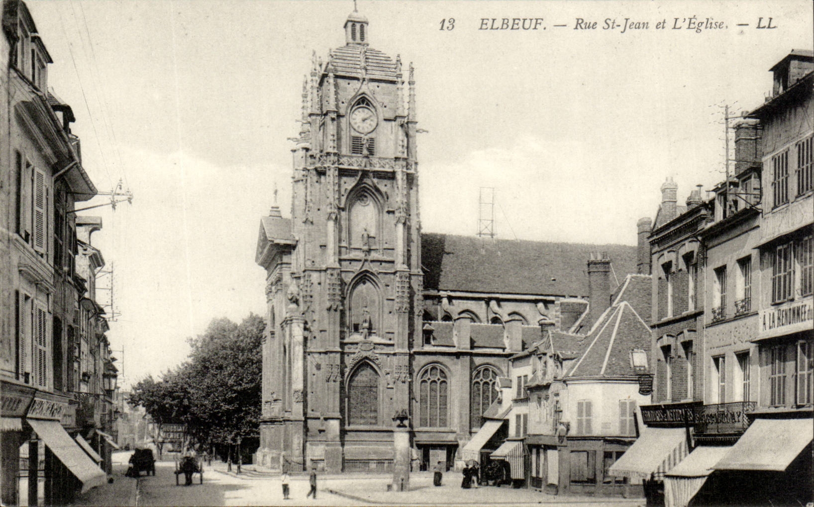 Elbeuf - Street St Jean and Church CPA