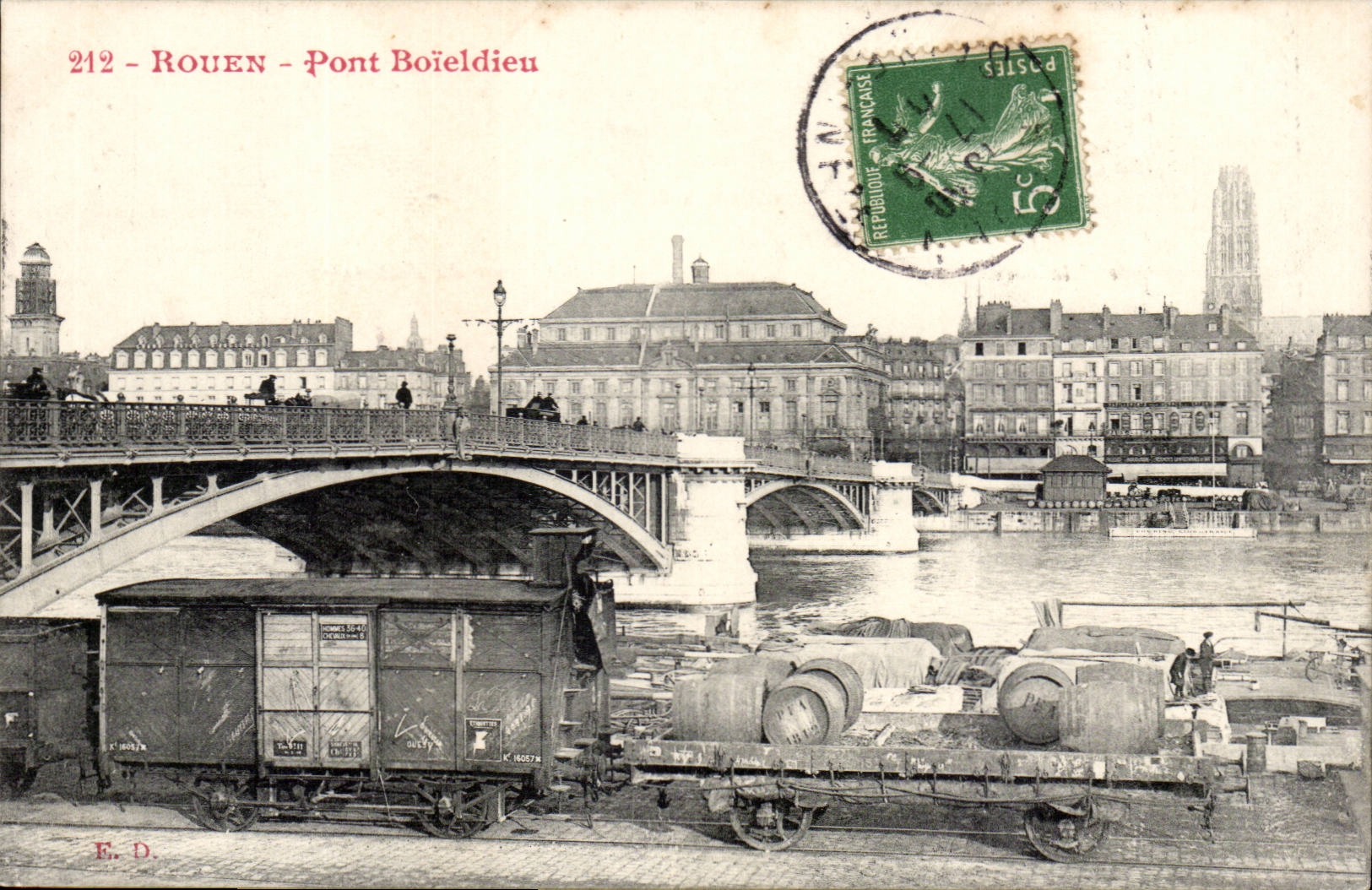 Rouen - Boieldieu Bridge - CPA Train