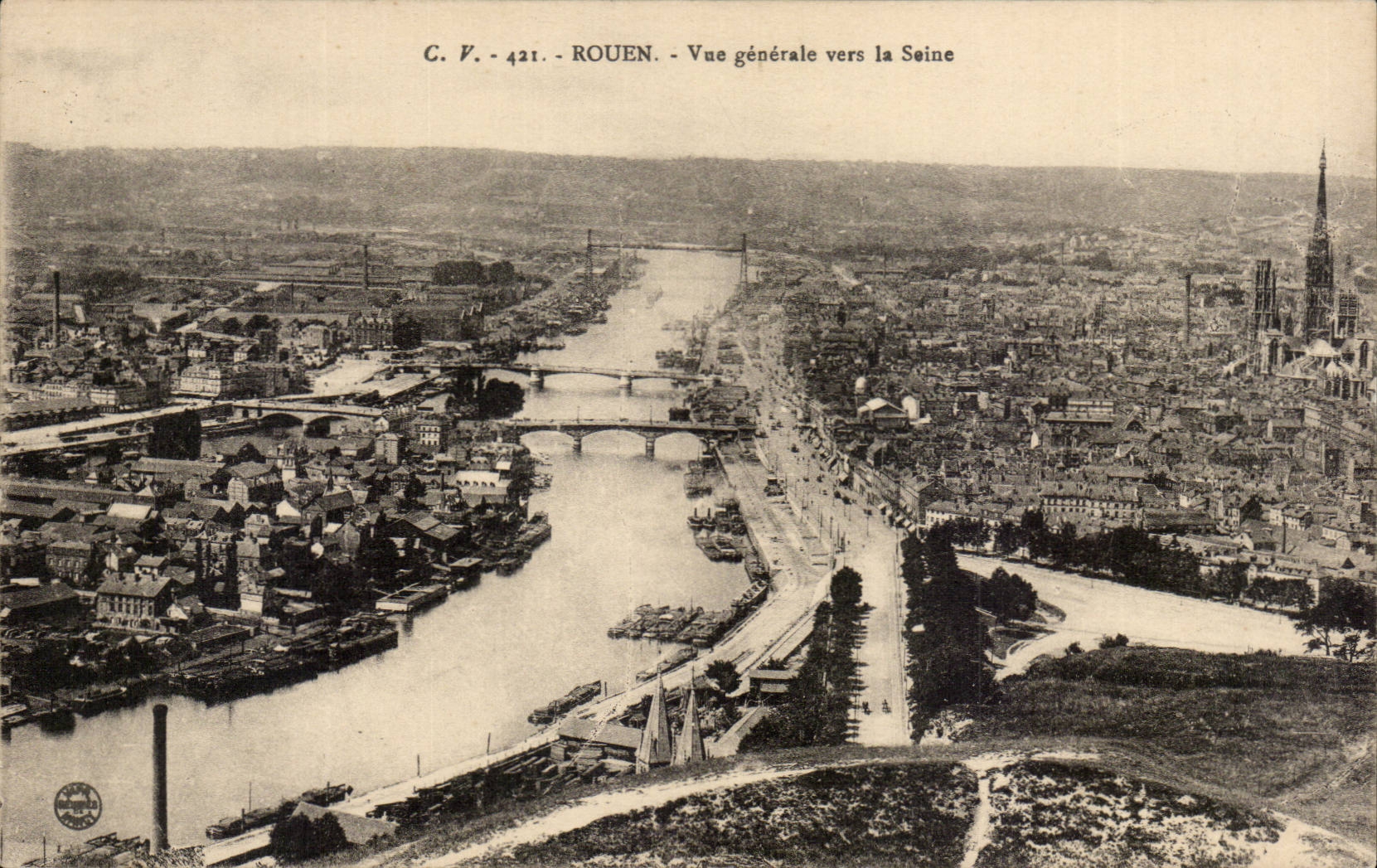 Rouen - View towards the Seine - CPA