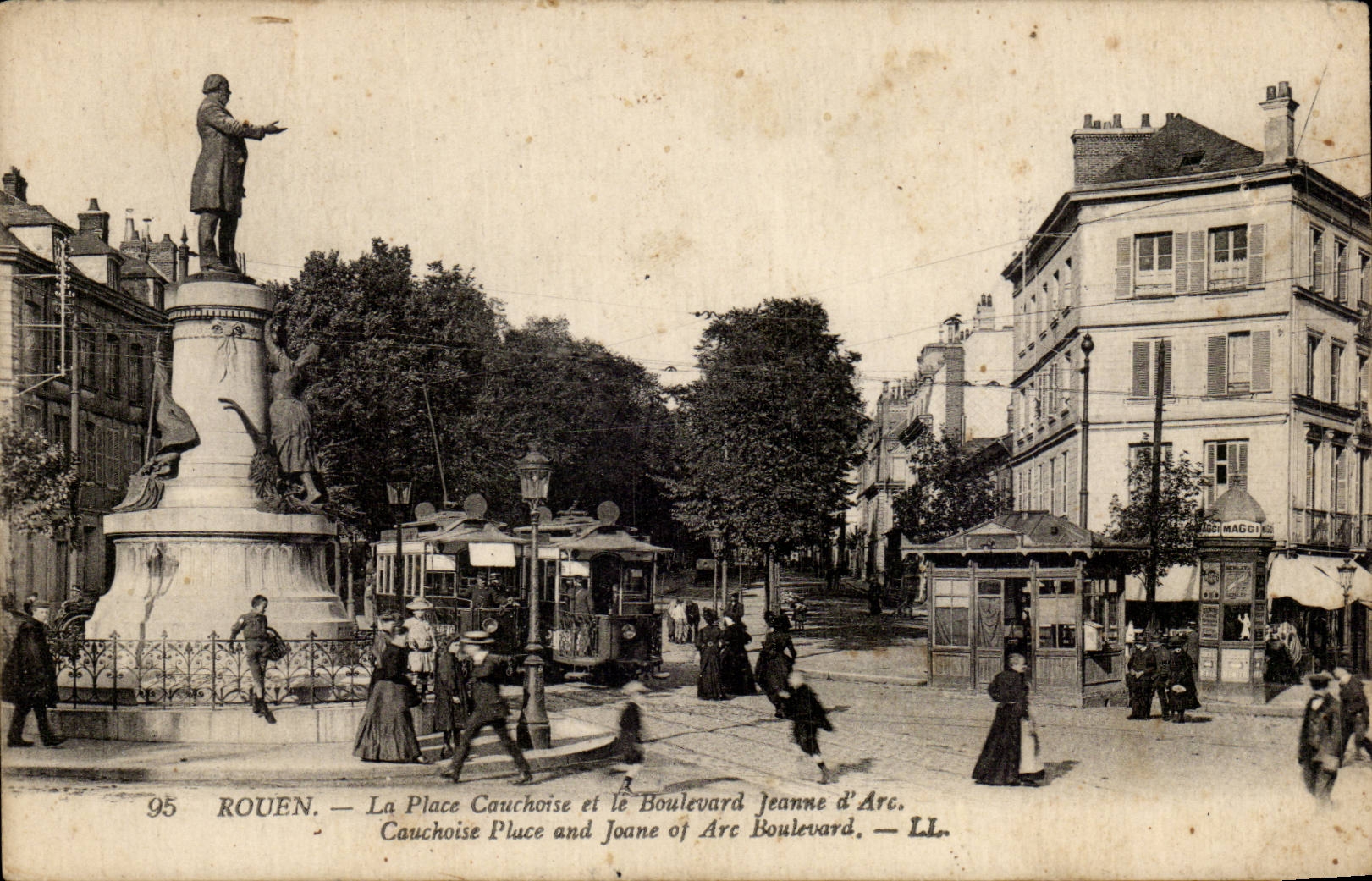 Rouen - the Cauchoise Place and the boulevard Jeanne d' Arc - CPA