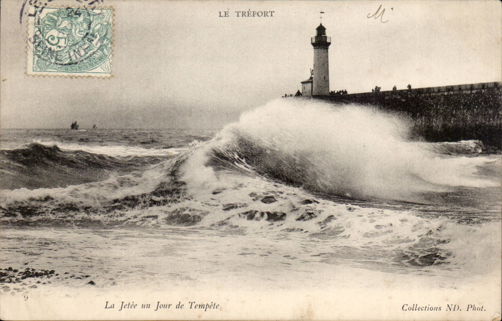 Treport - der Pier ein Tag des Sturms - Scheinwerfer - Leuchtturm - CPA