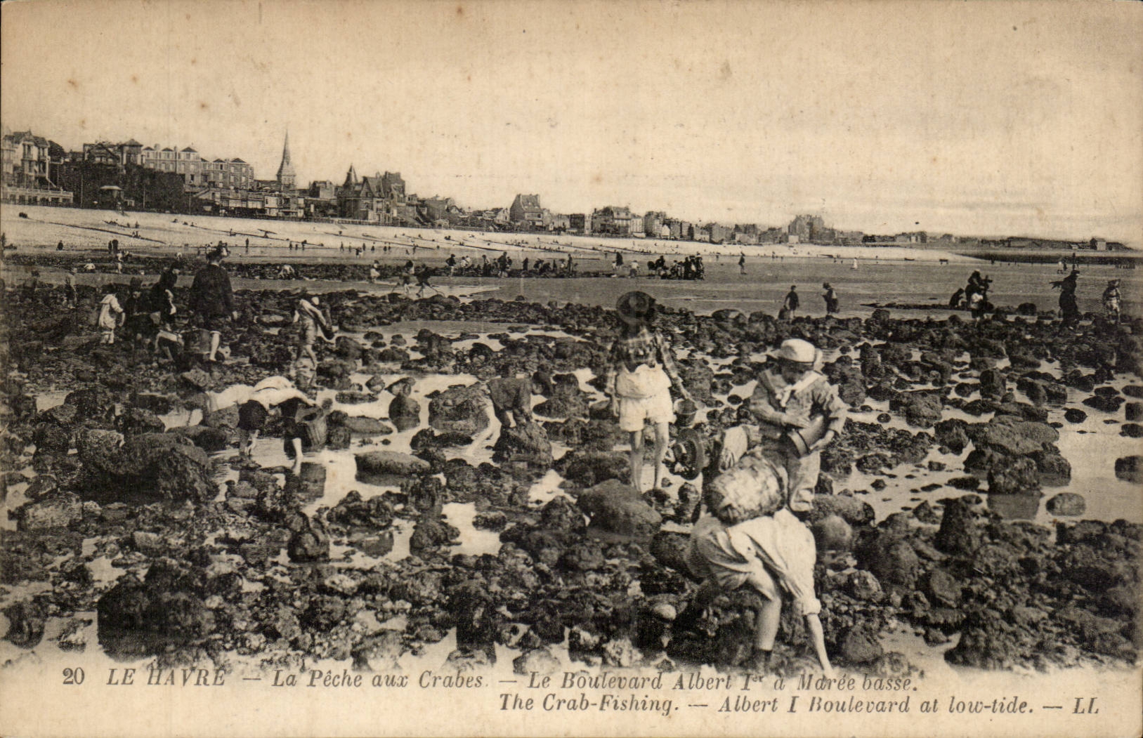Le Havre - Fischen mit Krabben - das Boulevard Albert I hat niedrige Gezeiten - CPA