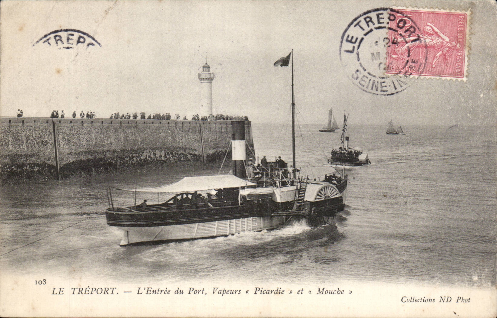 Treport - Eingang des Hafens - Dampfe - Pikardie und Mouche - Boot - CPA