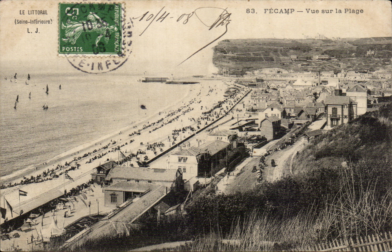 Fecamp - Anblick auf dem Strand - CPA