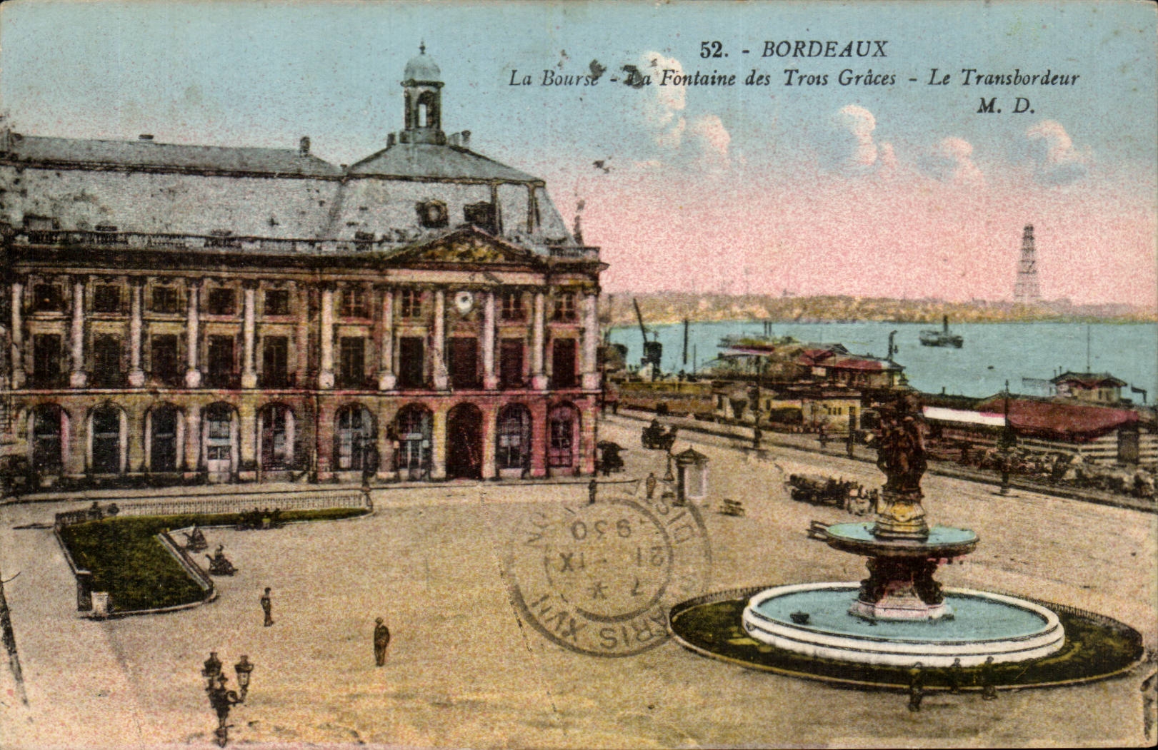 Bordeaux - the Stock Exchange - Fountain of the Three Graces - Transporter CPA