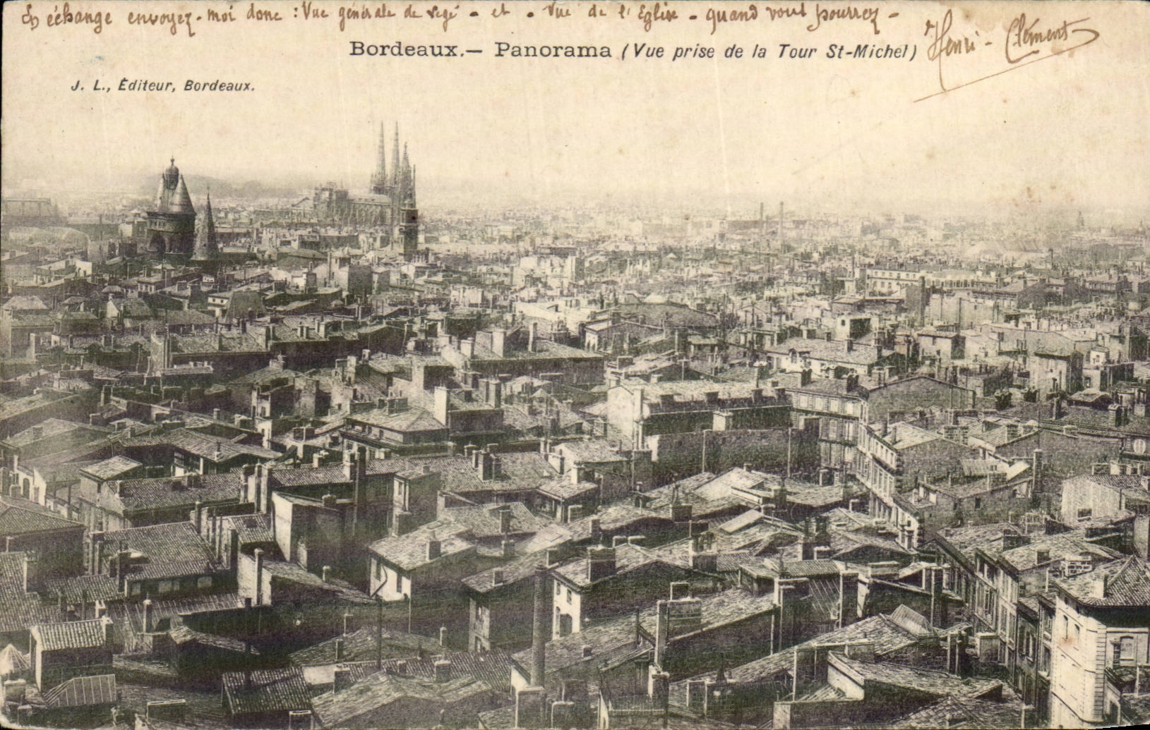 Bordeaux - Panorama - Seen from of the Tower Saint Michel CPA