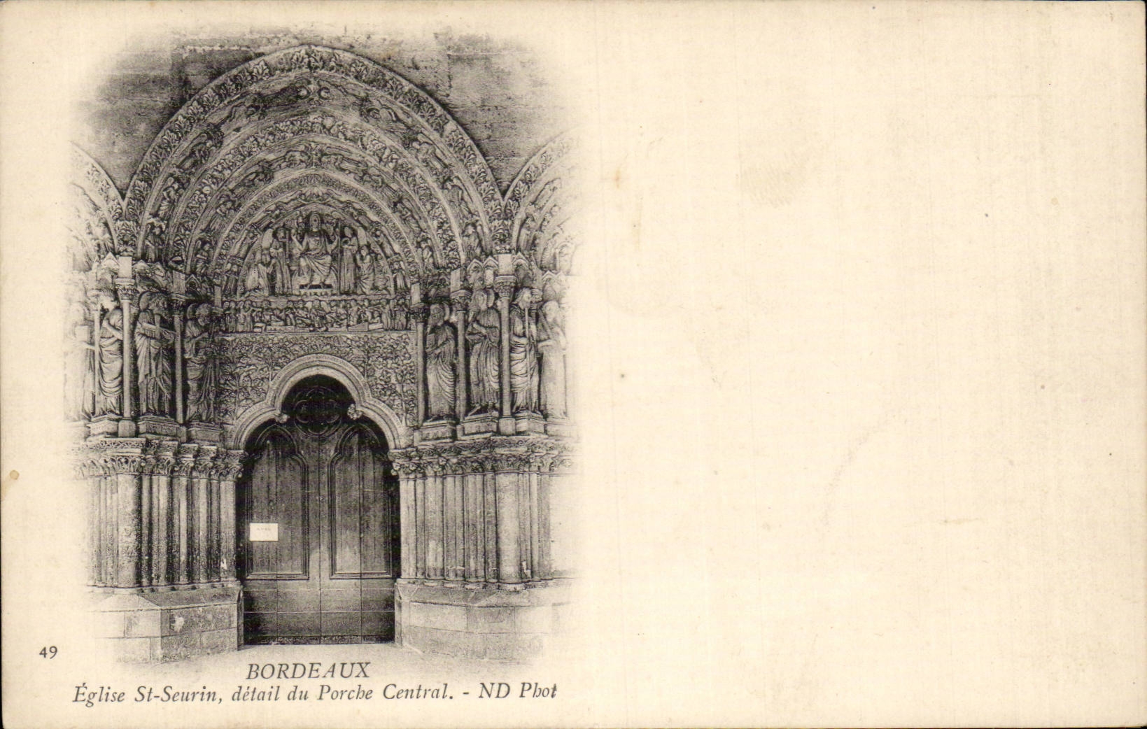 Bordeaux - Church Saint Seurin detail of Central Porch CPA