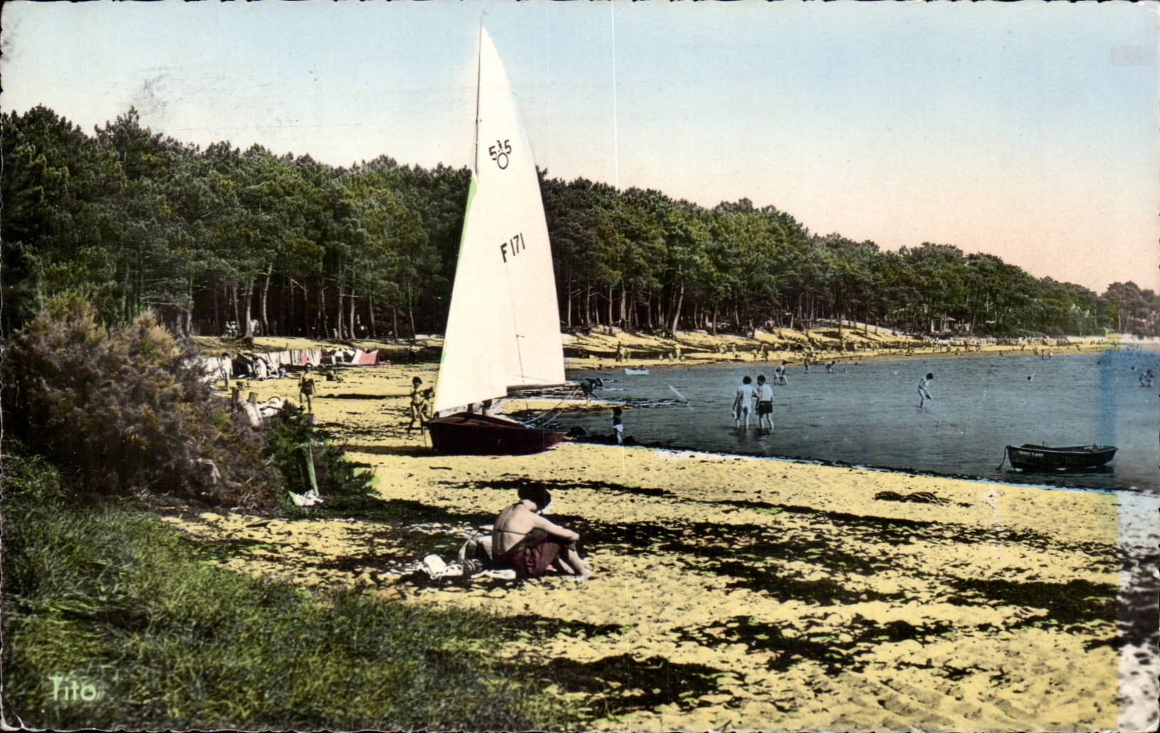 CPSM Andernos les Bains Mauret the beach in front of the campsite