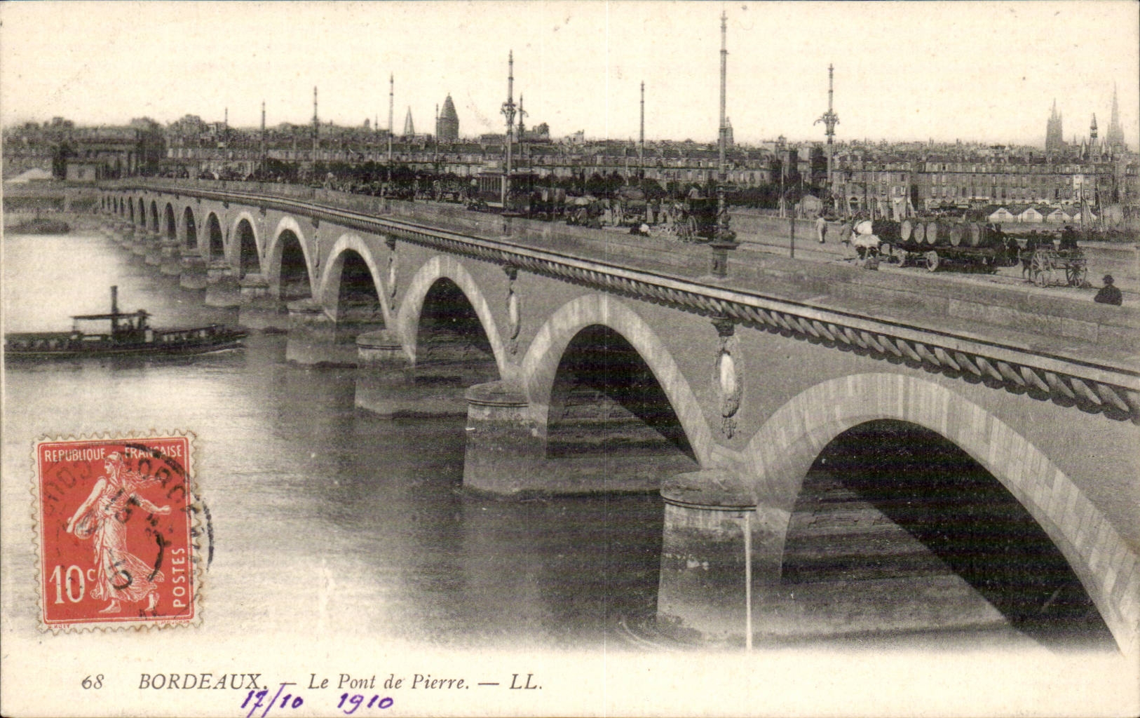 CPA Bordeaux the stone bridge