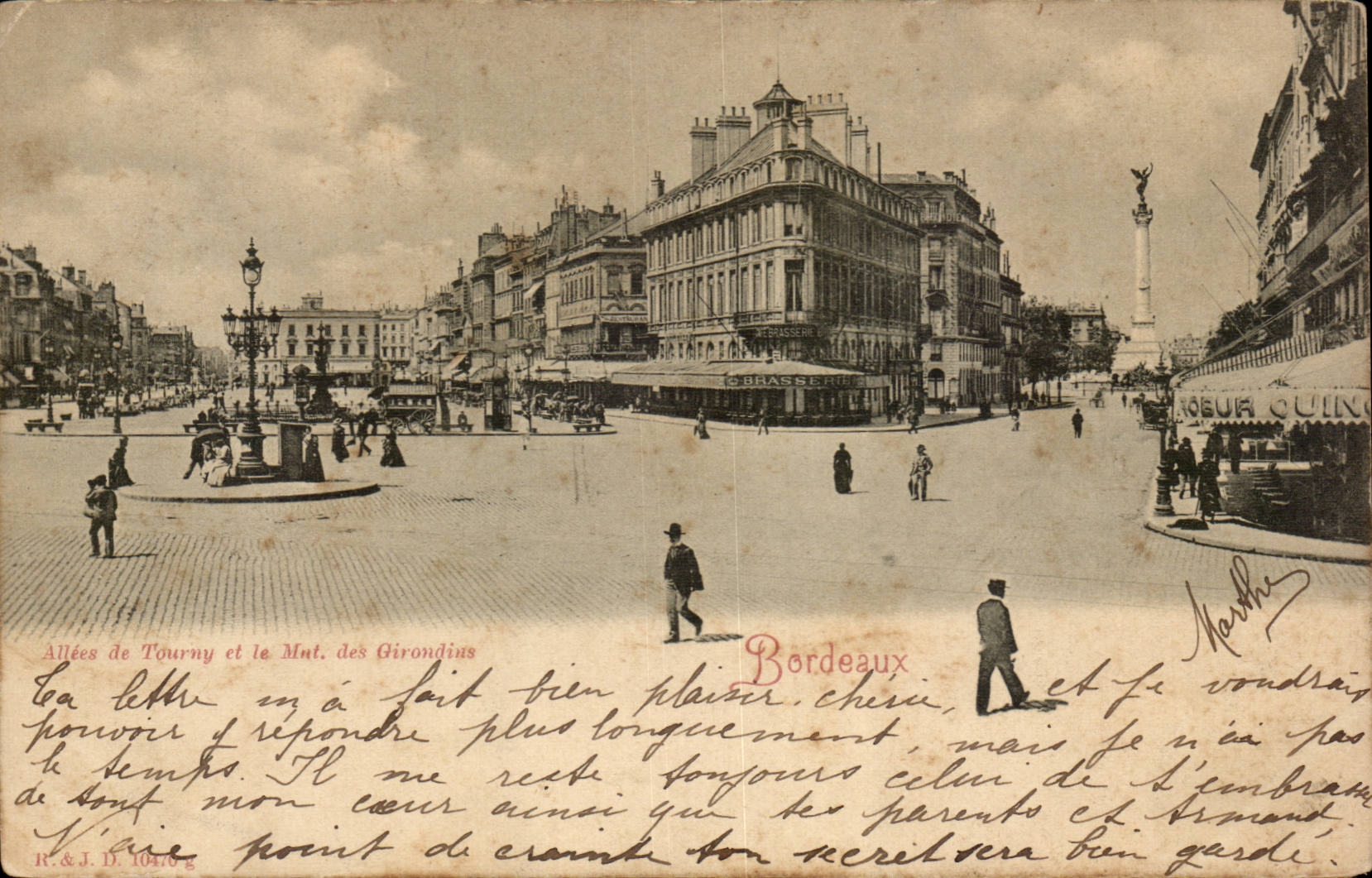 Gone Bordeaux CPA of Tourny and the monument of the Of Gironde ones