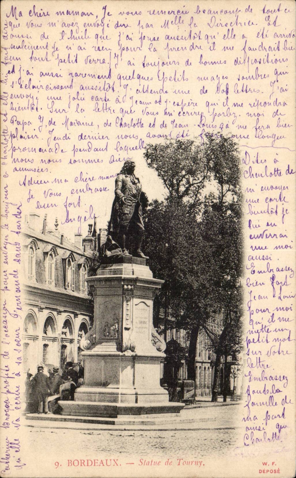 Bordeaux CPA Statue of Tourny