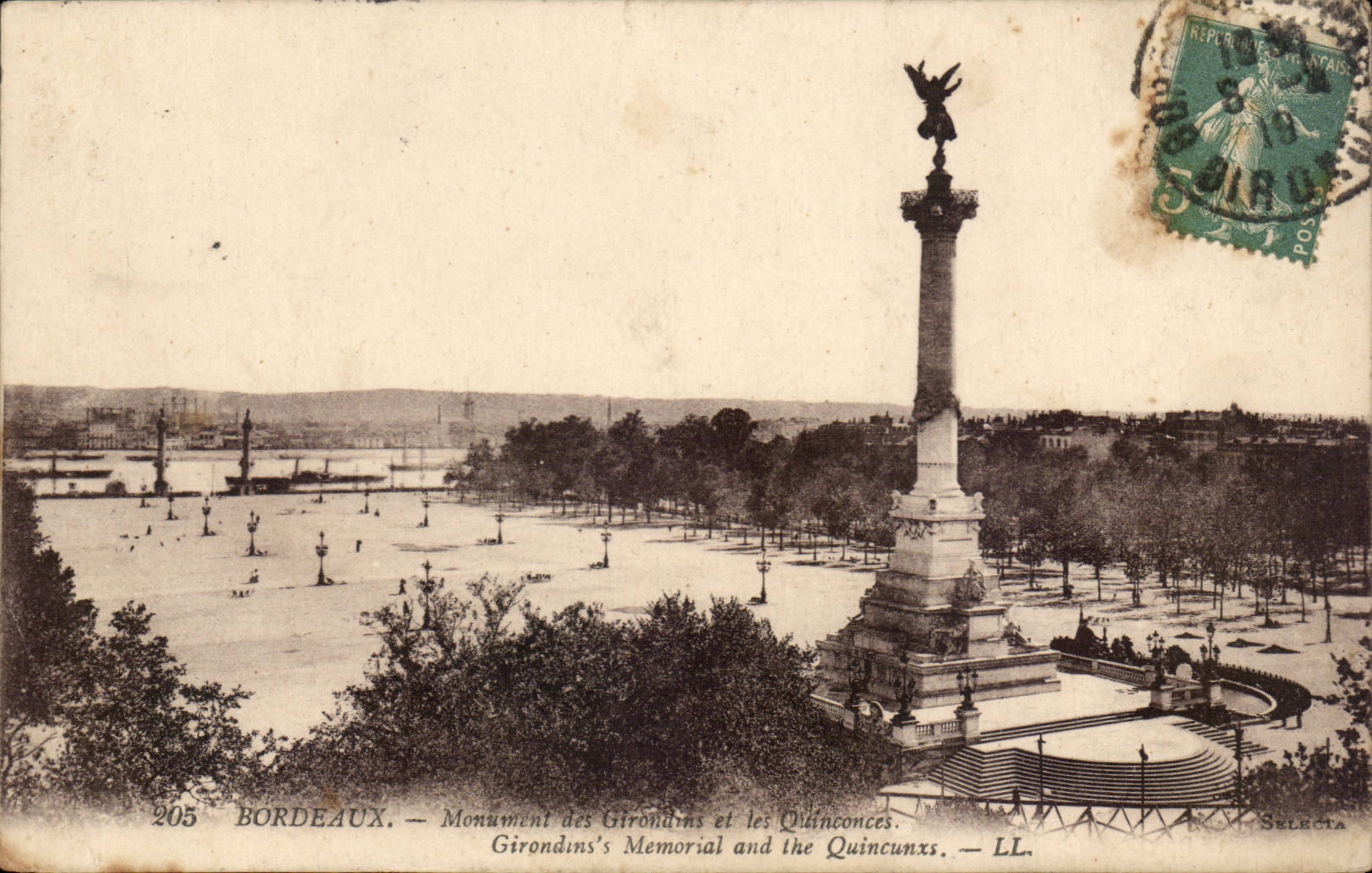 Bordeaux CPA Monument of Of Gironde and Quincunxes