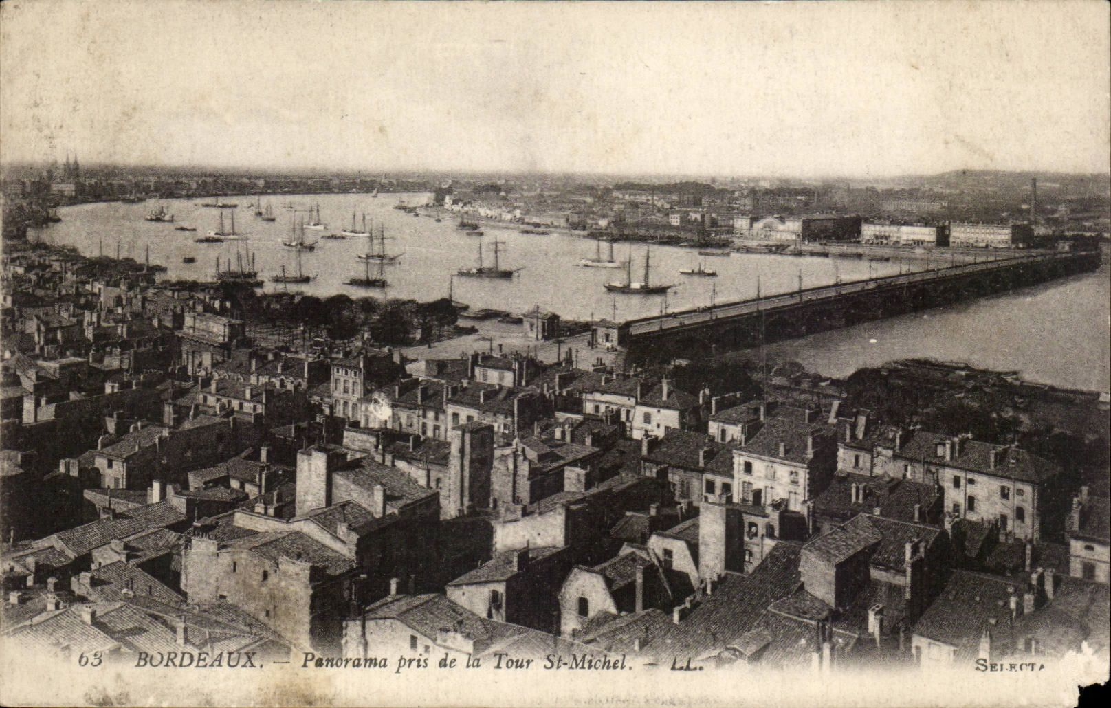 Bordeaux CPA Panorama taken of the Tower St Michel