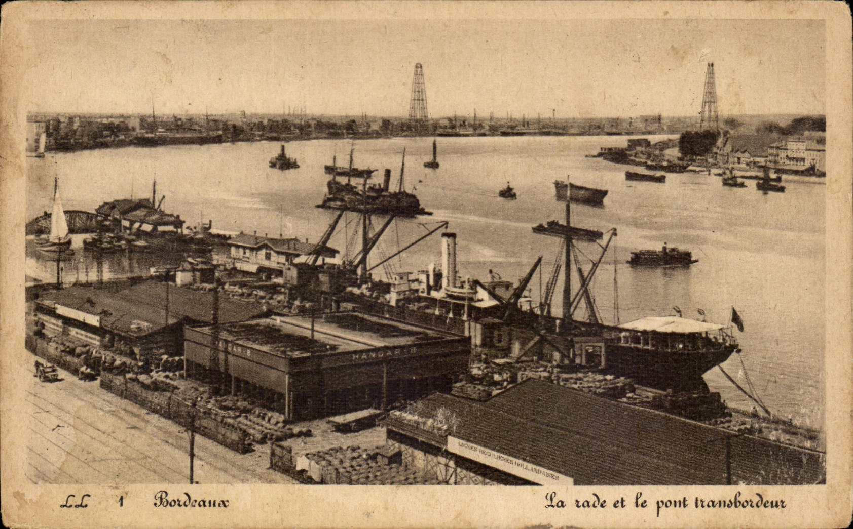 CPA Bordeaux roads and the transporter bridge