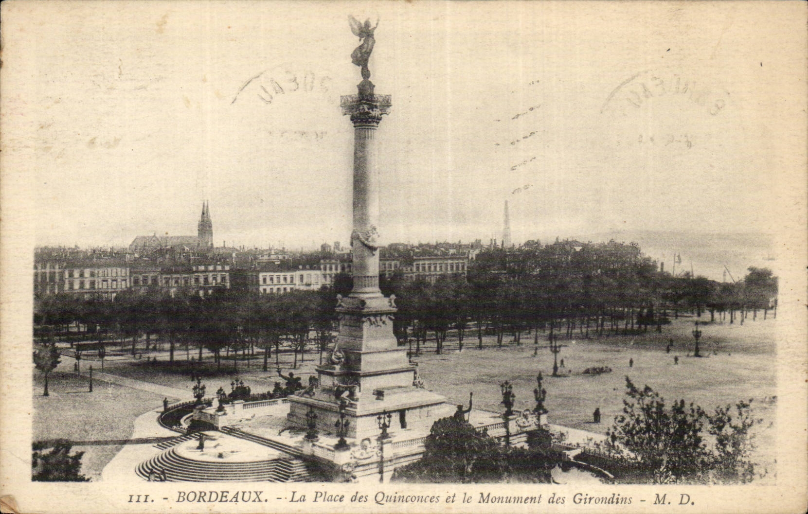 Bordeaux CPA the place of the Quincunxes and the monument of the Of Gironde ones