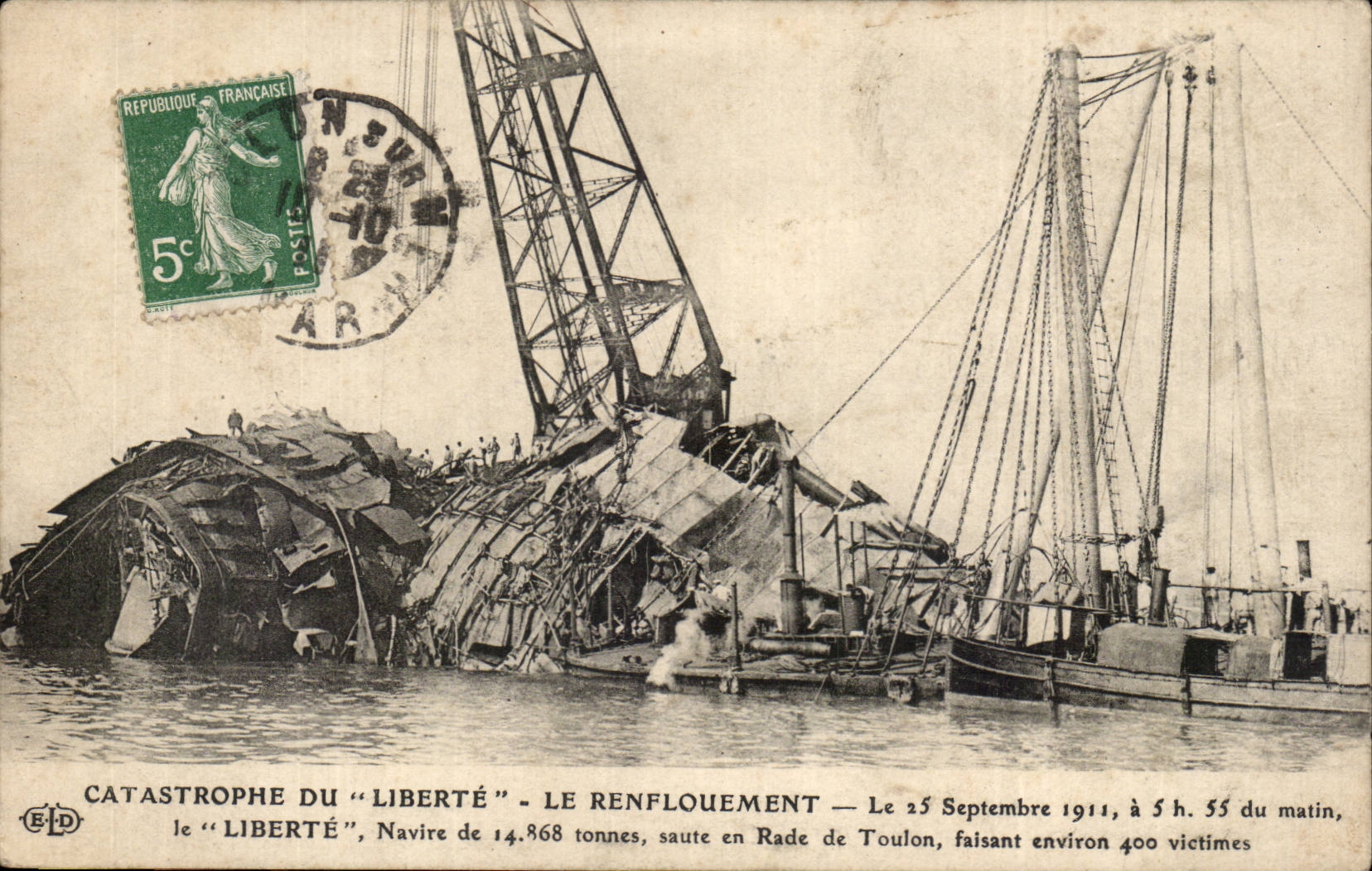 Toulon CPA Catastrophe of freedom the Navire on September 25th 1911 made 400 victims (boat)