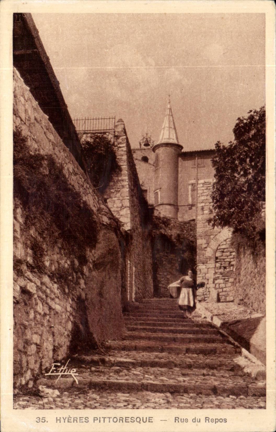 Hyeres Palmen CPA Strasse des Restes